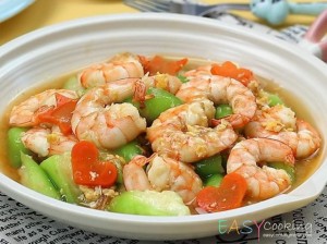 กุ้งผัดบวบ