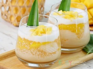 สาคูมะม่วงมะพร้าวอ่อนน้ำกะทิ