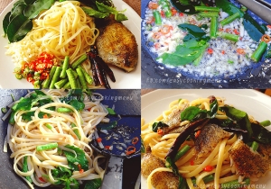 พาสต้าปลาสลิดทอด