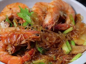 กุ้งสดผัดเส้นแก้ว